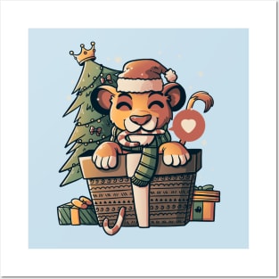 Lion Gift Cute Funny Christmas - Light Posters and Art